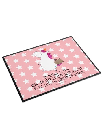 Mr. & Mrs. Panda Schreibunterlage Einhorn Koffer mit Spruch in Rot Pastell