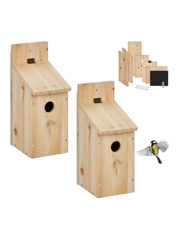 relaxdays 2 x Nistkasten-Bausatz in Natur - (B)11,5 x (H)29,5 x (T)17 cm