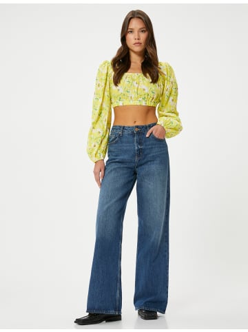 KOTON Bluse in Gelb Gemustert