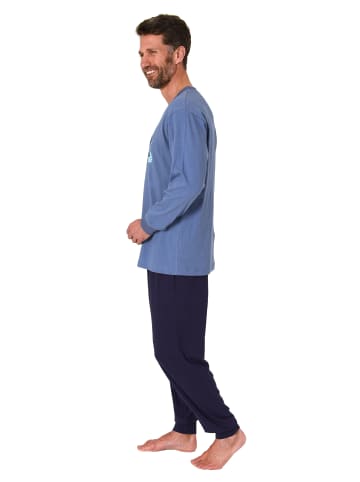 NORMANN Pyjama langeSchlafanzug in blau