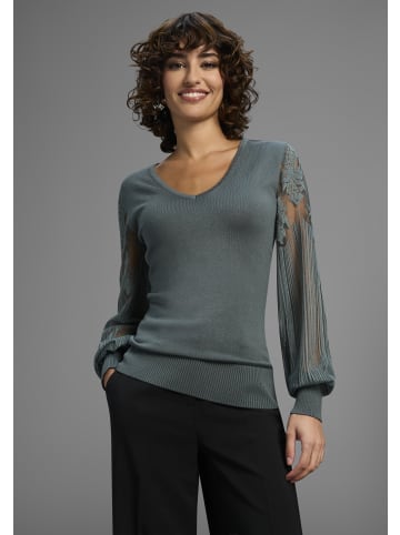 Melrose V-Ausschnitt-Pullover in grün melange