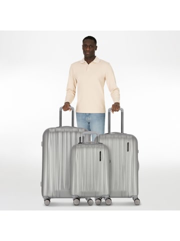 Polestream Moonrock 4 Rollen Kofferset 3-teilig mit Dehnfalte in silver brushed