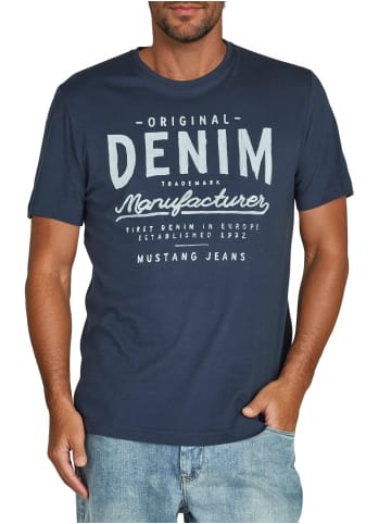 Mustang T-Shirt Basic Print Tee in Blau