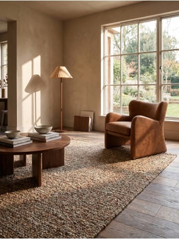 KADIMA DESIGN Wollteppich Handgewebt OTLEY Naturfaser Wohnzimmer in Orange