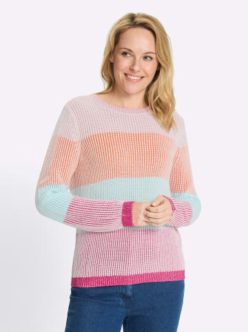 Sieh an! Langarm-Pullover in fuchsia-aquamarin-gemustert