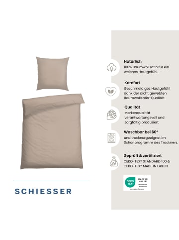 Schiesser Baumwollsatin-Bettwäsche-Set Ella in Cappuccino