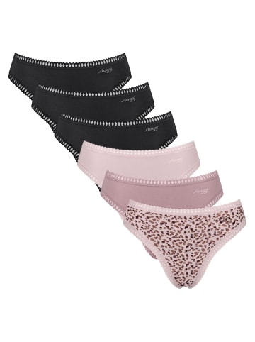 Sloggi Slip 6er Pack in Schwarz/Rosa