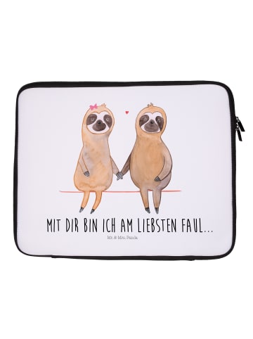 Mr. & Mrs. Panda Notebook Tasche Faultier Pärchen mit Spruch in Weiß