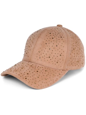 styleBREAKER Baseball Cap mit Strass in Hellbraun