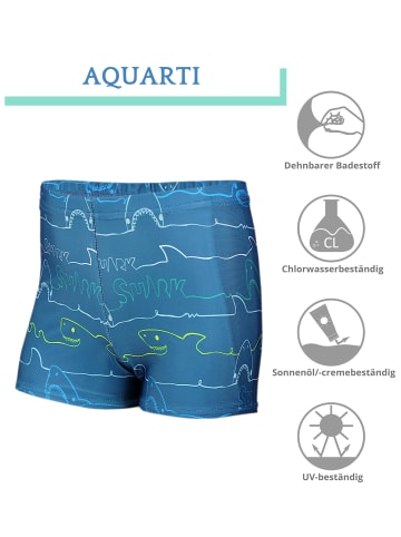 Aquarti Jungen Badehose Gestreift mit Motiven in denim