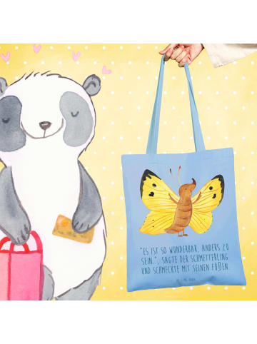 Mr. & Mrs. Panda Tote Bag Schmetterling Zitronenfalter mit Spruch in Sky Blue