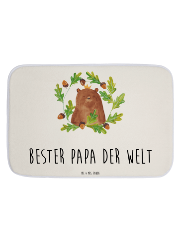 Mr. & Mrs. Panda Badteppich Bär König mit Spruch in Weiß