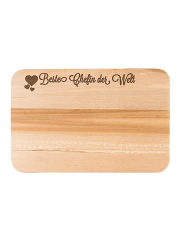 Mr. & Mrs. Panda Holzbrett Chefin mit Spruch in Transparent