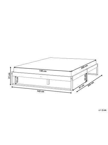 Beliani Doppelbett TALAIRAN in Braun - (W) 145 x (H) 31 x (L) 205 cm