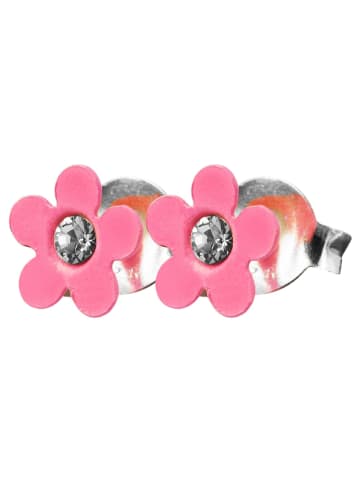 Adeliás Mädchen Ohrringe – Ohrstecker aus 925 Silber mit Strass Steinchen in silber