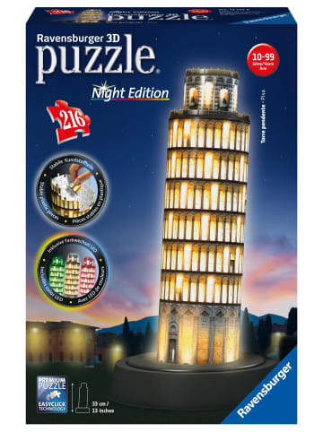 Ravensburger Pisaturm bei Nacht. 3D Puzzle 216 Teile | Erleben Sie Puzzeln in der 3....