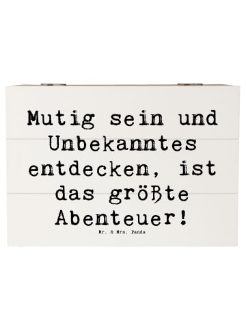 Mr. & Mrs. Panda Holzbox Spruch Unbekannte Orte erkunden mit Spruch in Weiß