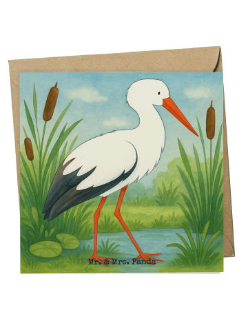Mr. & Mrs. Panda Grußkarte Storch Design ohne Spruch in Weiß