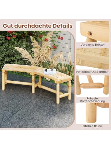 COSTWAY Gartenbank gebogen 3 Sitzer in Beige