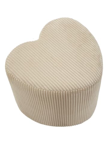 Mauro Ferretti Herzförmiger Pouf aus cremefarbenem Plüschstoff, 49 x 45 x 42 cm