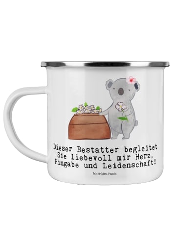Mr. & Mrs. Panda Tasse Bestatter Herz mit Spruch in Weiß
