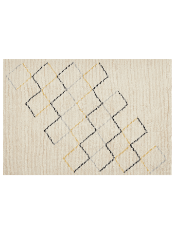 Beliani Kurzflor TEZPUR in Beige/Schwarz/Gelb - (W) 140 x (H) 200 x (L) 200 cm