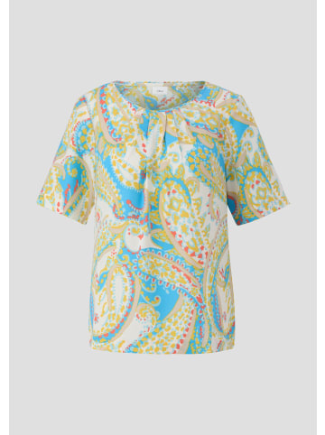 s.Oliver BLACK LABEL Bluse kurzarm in Creme-mehrfarbig