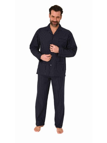 NORMANN langarm Schlafanzug Pyjama gewebt zum Knöpfen - 80164 in anthrazit