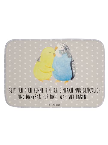 Mr. & Mrs. Panda Badvorleger Wellensittich Liebe mit Spruch in Grau Pastell