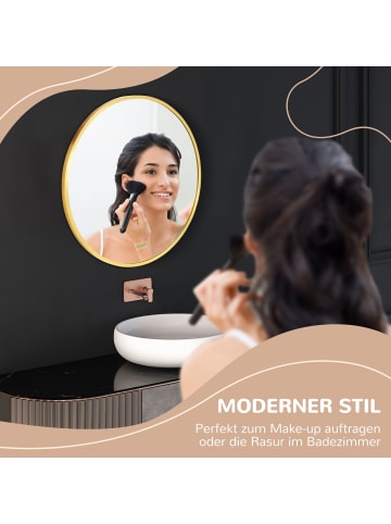 Kleankin Badspiegel-50L x 2B x 50H cm-Gold