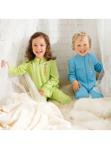 Erwin Müller Interlock-Jersey Kinder-Schlafoverall 2er-Pack in grün/türkis