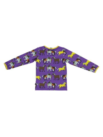 Småfolk Langarmshirt Horses in purple heart