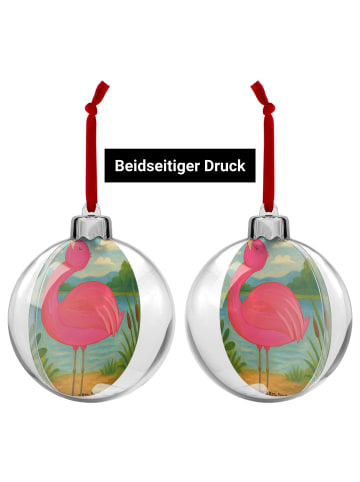 Mr. & Mrs. Panda Weihnachtskugel Kunststoff Flamingo Stolz Desig... in Weiß