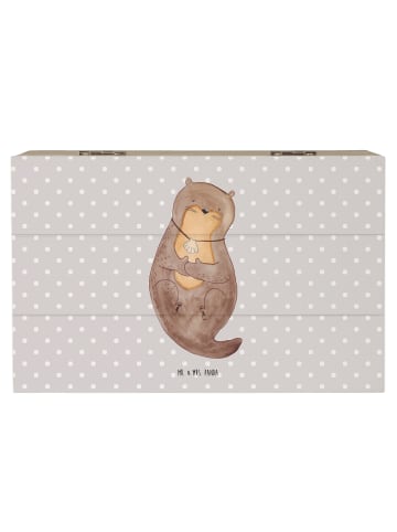 Mr. & Mrs. Panda Holzkiste Otter Muschel ohne Spruch in Grau Pastell