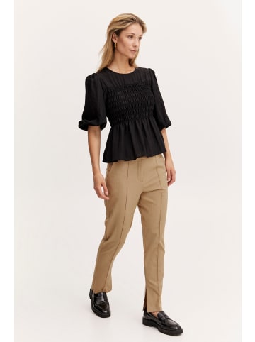 b. young BYDANTA SLIT PANTS 2 - HEAVY WOVEN Regular fit in Tannin Melange