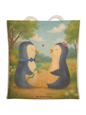 Mr. & Mrs. Panda Schultertasche Pinguin Pärchen Design ohne Spruch in Weiß
