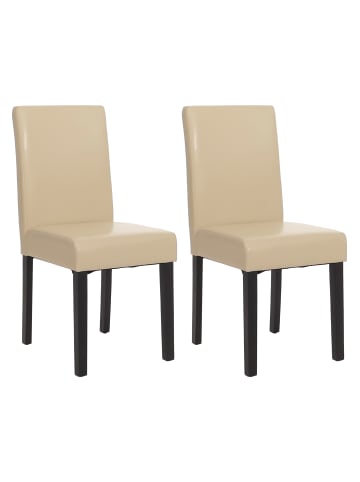MCW 2er-Set Esszimmerstuhl Littau, Kunstleder, creme, dunkle Beine
