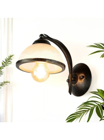 Licht-Erlebnisse Wandlampe (B)15.5 x (H)18 cm in Messing Antik WeißMessing Antik Weiß