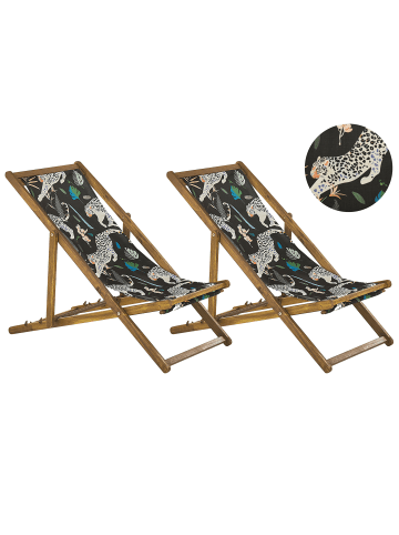 Beliani 4-tlg Gartenliege ANZIO in Schwarz/Blau/Grün