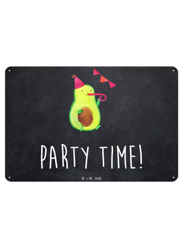 Mr. & Mrs. Panda Blechschild Avocado Party Zeit mit Spruch in Kreidetafel