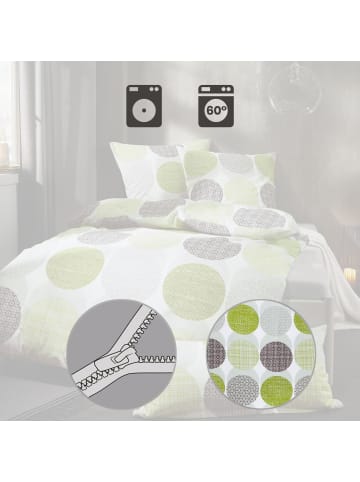 REDBEST Seersucker Bettwäsche in grün-anthrazit