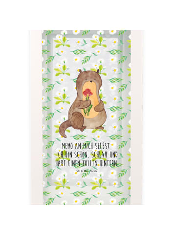 Mr. & Mrs. Panda Windlicht Otter Blumenstrauß mit Spruch in Transparent