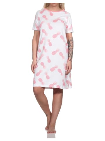 NORMANN Kurzarm Nachthemd Sleepshirt Ananas - 79356 in rosa