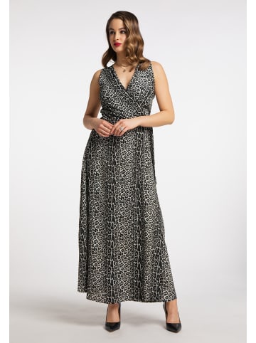 faina Maxikleid Mit Leoprint in Grau Leo