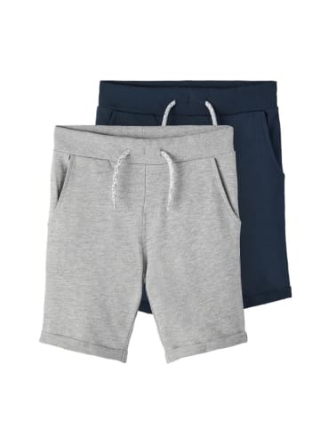 name it Long Sweat Shorts Vermo 2-Pack in Grau/Dunkelblau