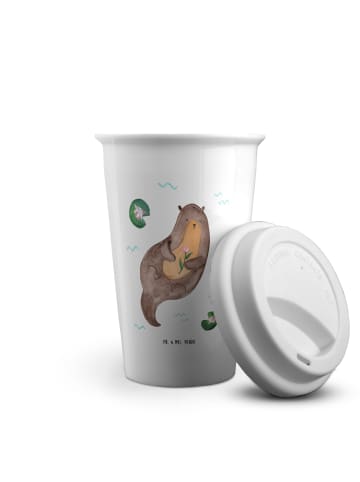 Mr. & Mrs. Panda Thermobecher Otter Seerose ohne Spruch in Weiß