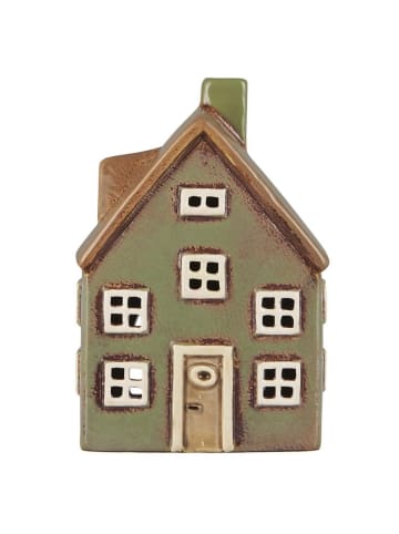 IB Laursen Teelicht-Haus Nyhavn grün mit brauner Tür in grün