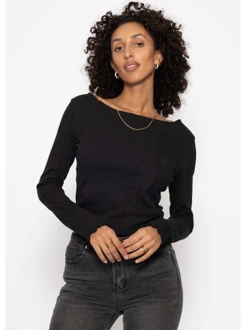 SASSYCLASSY Pointelle Langarmshirt in Schwarz