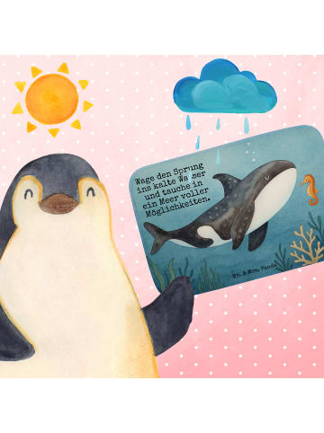 Mr. & Mrs. Panda Badezimmerteppich Orca Design mit Spruch in Weiß