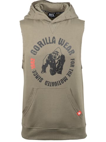 Gorilla Wear Ärmelloser Marshall-Hoodie – Armeegrün – Größe L
